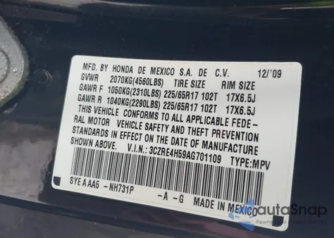 2010 Honda Cr-V Ex from USA, damaged, VIN 3CZRE4H59AG701109